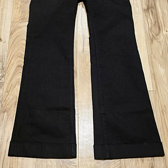 New Banana Republic Black Trouser Jeans Wide Leg Cuffed Sz 2 Womens Pants 30x31 - Picture 8 of 16